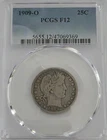 1909-o barber quarter 25c. PCGS F12