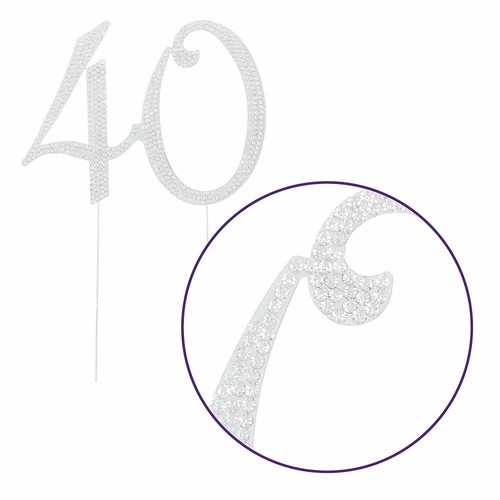 40 tapas para pasteles para fiesta de 40 cumpleaños o aniversario, plateadas - Imagen 4 de 5