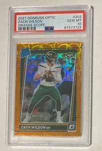 2021 Donruss Optic Zach Wilson Orange Scope #/79 PSA 10 #202 Rookie RC SP