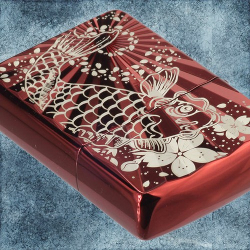 Zippo Lighter Carp Cherry blossoms Red japanese style free shipping - Picture 2 of 4