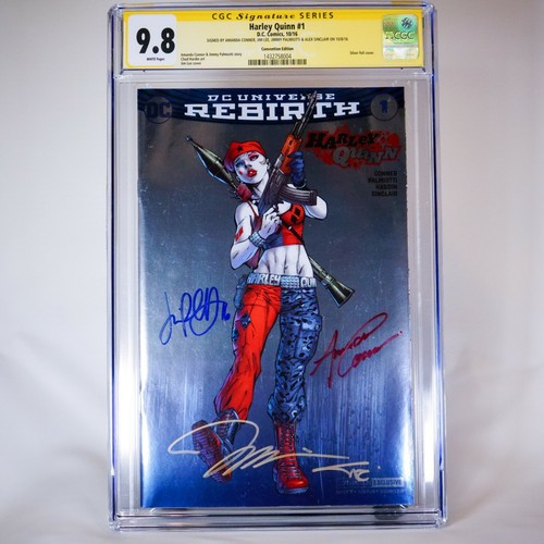 SDCC Exclusive Harley Quinn Rebirth FOIL CGC SS 9.8  (2016) 4x Signed Jim Lee - Picture 1 of 2