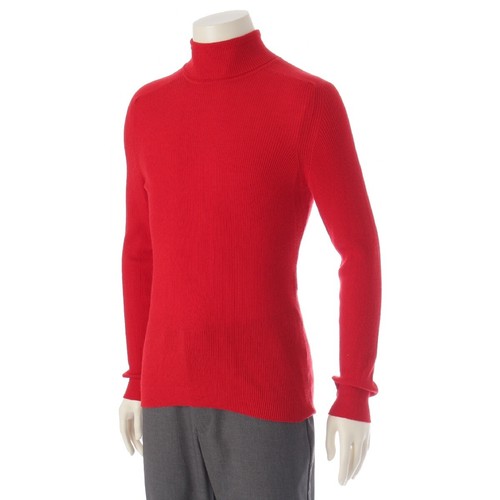 GUCCI Cachemira Cuello Alto Punto Acanalado Suéter Tops 443035 Rojo M - Imagen 2 de 13
