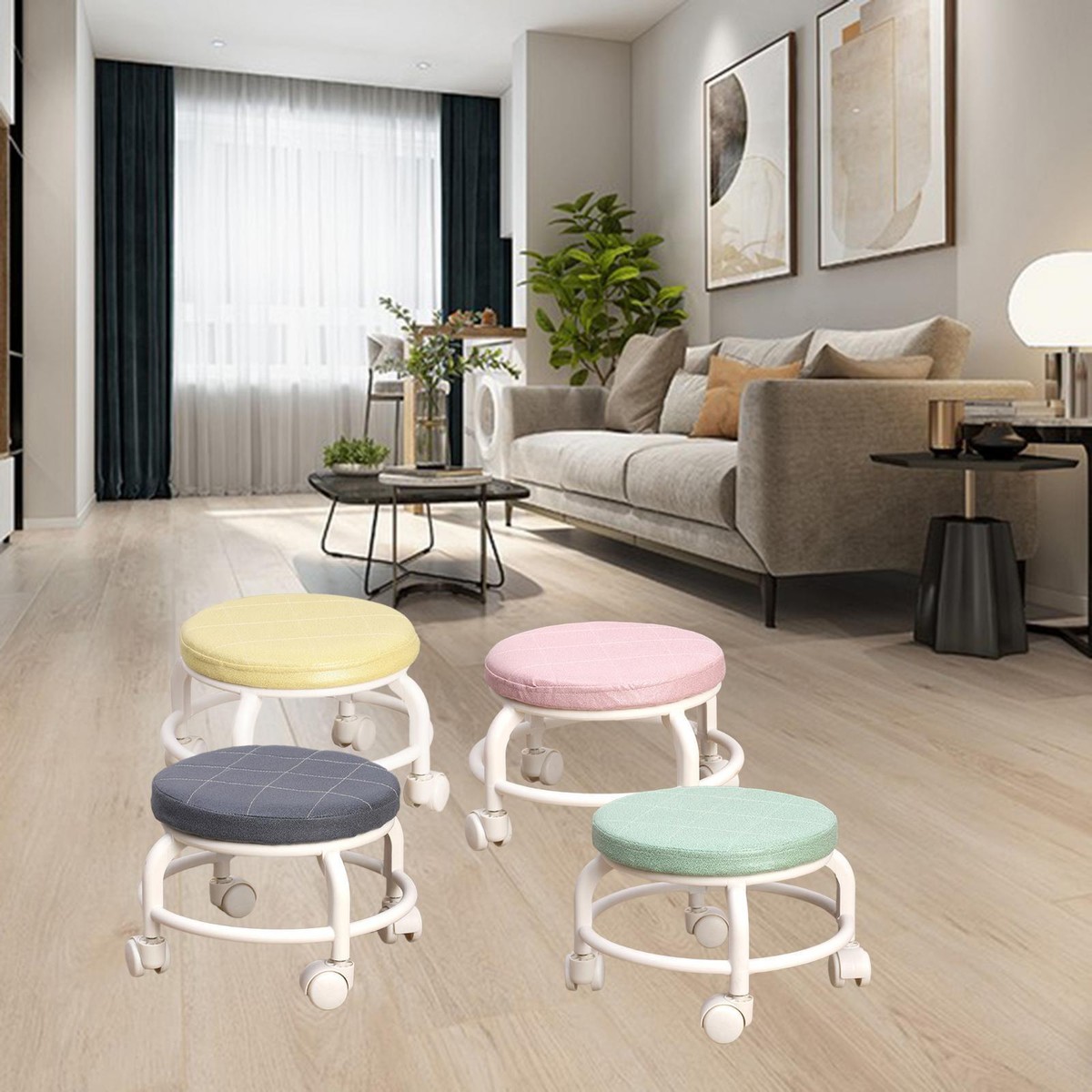 Low Roller Round Seat Swivel Chair Small Comfortable Universal