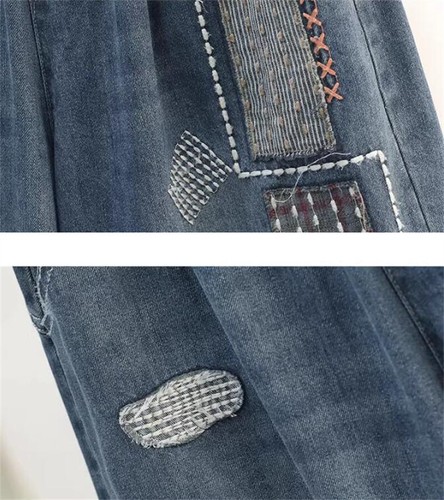 Mujeres Cómodos Jeans Denim Harén Sueltos Pantalones Informales Sueltos Pierna Ancha Pantalones - Imagen 5 de 9