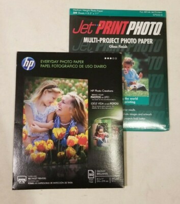 HP Photo Paper 50 Sheets, Jet Print Photo Paper 20 Sheets Glossy 8.5 x 11 NIB 