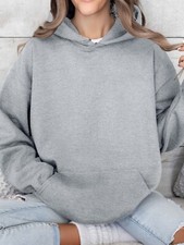 Autumn and winter new solid color casual hooded sweatshirt for women