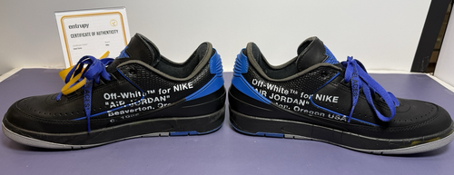 Size 9.5 - Off-White x Air Jordan 2 Retro SP Low Black Varsity Royal - Preowned - 第 4/10 張圖片