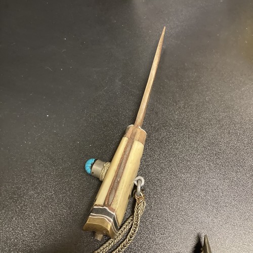 Antique Asian Dagger Knife Chinese Tibetan ? Coral Turquoise  - Picture 9 of 12