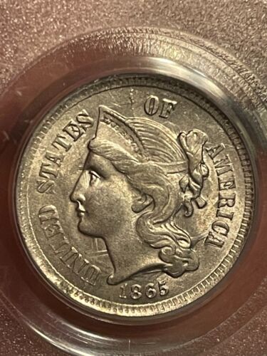 1865 THREE CENT NICKEL OLD PCGS MS-62 - Picture 2 of 20