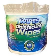 800 Per Roll Wipes.com Disinfectant Deodorizer & Sanitizer Lemon Scent 8x6inches