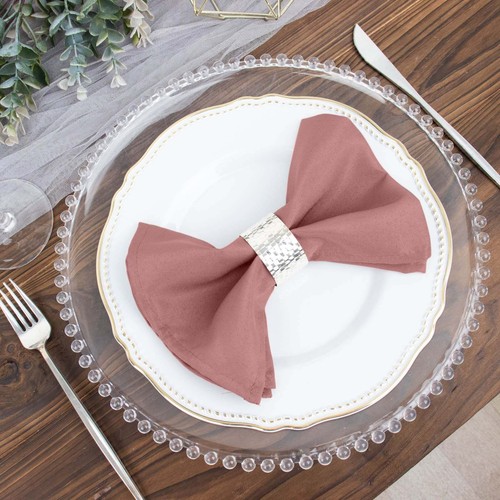 25 pcs Dusty Rose Polyester 17x17" TABLE NAPKINS Wedding Party Kitchen Linens - Picture 5 of 8