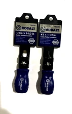 Kobalt Stubby 1.5" Screwdriver set Magnetic Tip, Flat head 1/4" , Phillips #2