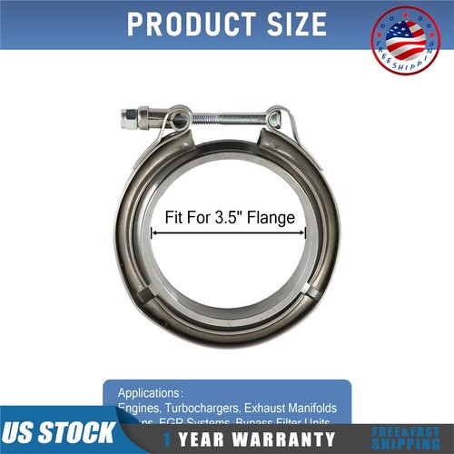 NEW 3.5 inch 89mm V-Band Clamp W/Flanges Fit Exhaust Pipes 304 Stainless Steel - Picture 5 of 16