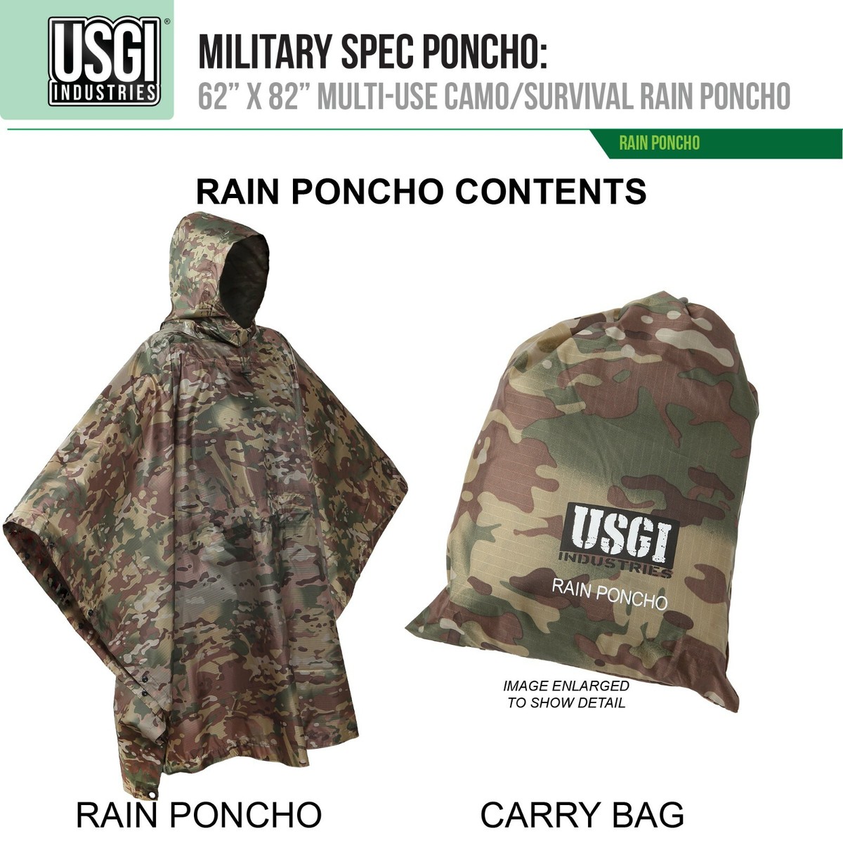 USGI Industries -Rain Poncho and Poncho Liner Bundle. (OCP USGI Industries -Rain Poncho and Poncho Liner Bundle. (OCP