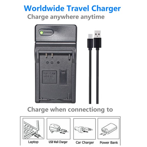 Battery or charger for LP-E12 Canon EOS M M2 M10 M50 M100 100D Powershot SX70 HS - Photo 36 sur 44