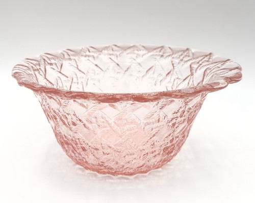 VINTAGE HSG ZĄBKOWICE SYLWESTER DROST ROSALINE GLASS BOWL WEAVED BASKET 7.5” - Photo 7/10