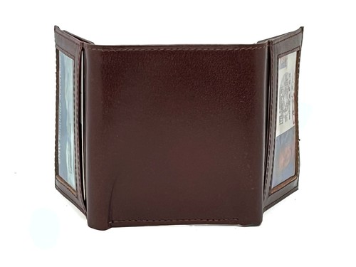 Brown Genuine Leather Men's Trifold Wallet Credit Card Holder Premium Quality - Picture 8 of 8