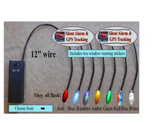 AAA Battery Blinking Flashing LED Light Car Auto Fake Alarm + 2 Warning Stickers