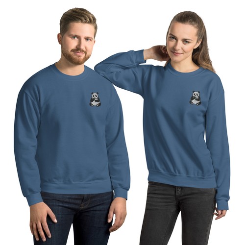 Panda Bear Embroidered Unisex Sweatshirt - Picture 2 of 7
