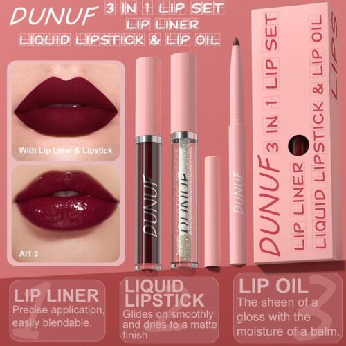 Juego de brillo de labios 3 en 1 delineador de labios y color de labios y aceite de labios color de labios 3 piezas/conjuntos B RFT - Imagen 8 de 35