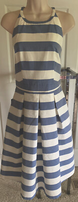 NEW Nautical style by THE LIMITED classy cruise dress Party blue white  stripe