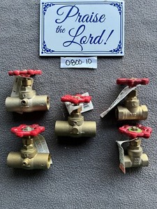 Lot of 5 Mueller Stop & Waste Valve 105-604NL 3/4" & Others Brass For Parts