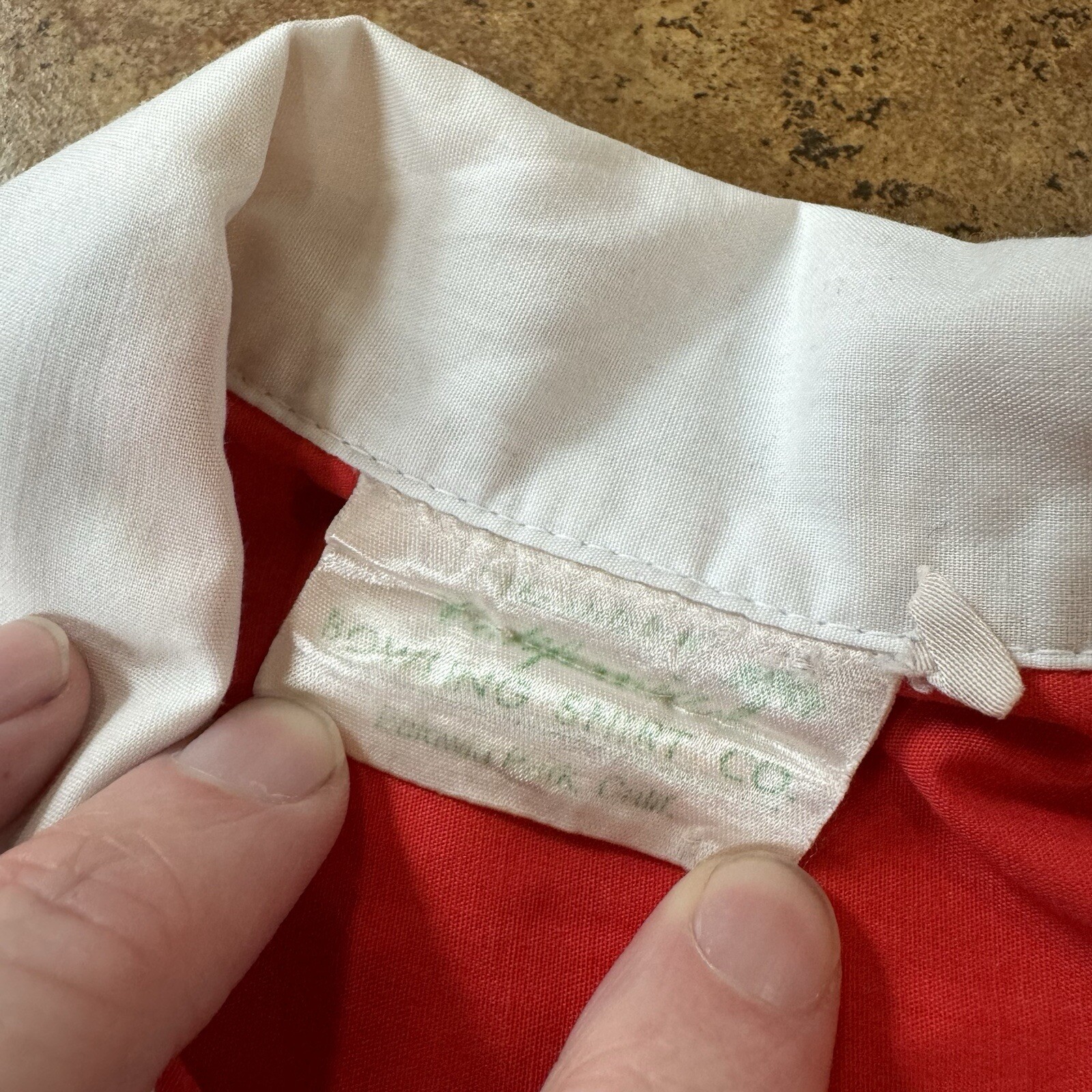 VTG Bowling Shirt Chain Stitched Red Embroidered 60s 70s Sz 44