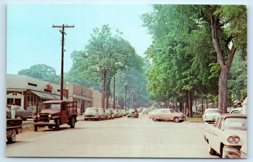 CT New Milford Connecticut Main Street 1950er Postkarte Auto Automobil - Bild 2 von 3