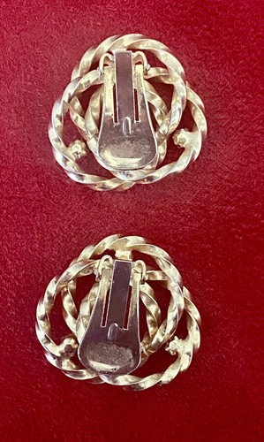 Vintage Gold-Plated Open Twist Lover's Knot Brooch and Earring Set Faux Pearl Ex - Picture 6 of 12