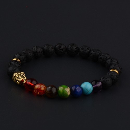 7 Chakra 8MM Natural Lava Stone Colorful Reiki Beads Fashion Charm Bracelets - Picture 16 of 96