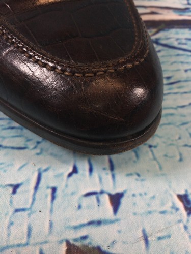 10m Brown Harold da Leather Powell Crocodile Penny uomo Print Scarpe Sh35 Mocassini wP767
