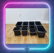 8 x Cambro Black Food Storage Container Pan Polycarbonate 4" & 6" Deep Made USA