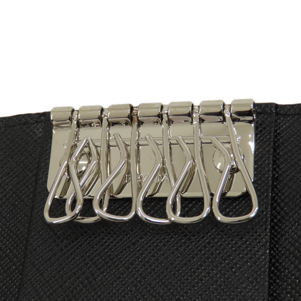PRADA key holder Saffiano Logo Hardware Leather | eBay