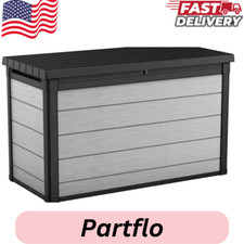 Keter Deck Box 200-Gal Large Outdoor Storage Durable Resin Plastic Lockable Grey