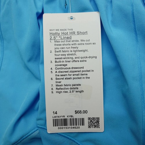 New Lululemon Size 14 Hotty Hot High Rise HR Lined Short 2.5" KYBL Kayak Blue - Picture 10 of 10