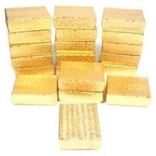 20 Gold Foil Cotton Filled Jewelry Gift Boxes 2 1/8"