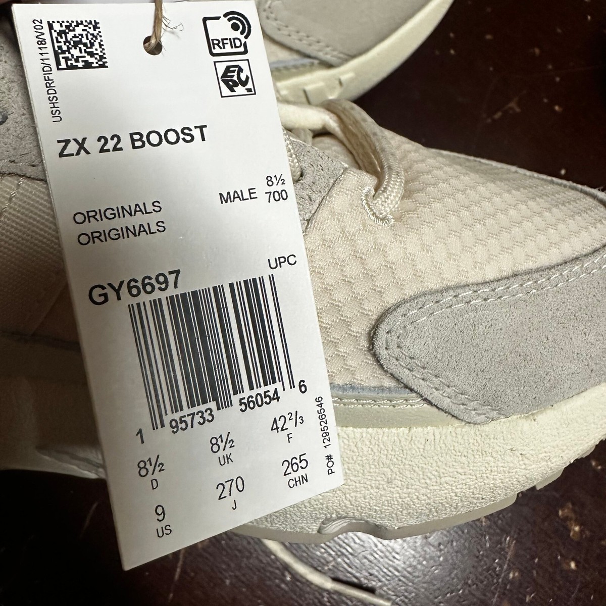 Adidas Mens White ZX 22 Boost GY6697 Athletic Running Shoes Size