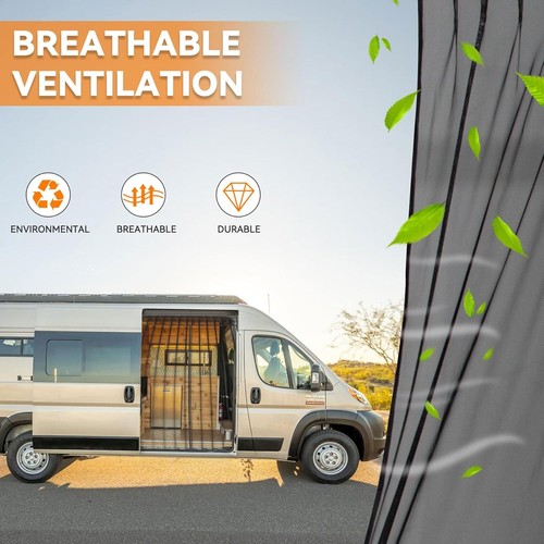 Van Bug Screen for Transit,Sprinter,Promaster Magnetic Mosquito Net Sliding Door - Picture 4 of 23