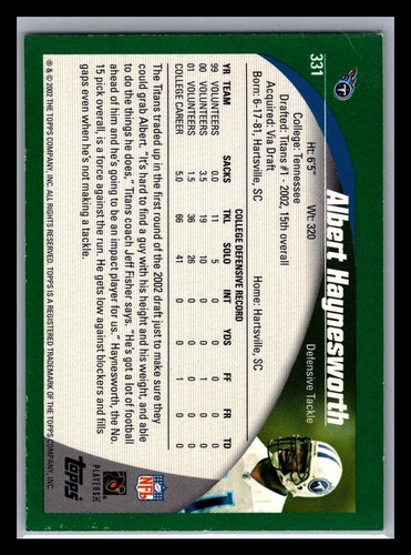 2002 Topps Football # 201 - 385 - Pick Your Card! - Picture 260 of 374