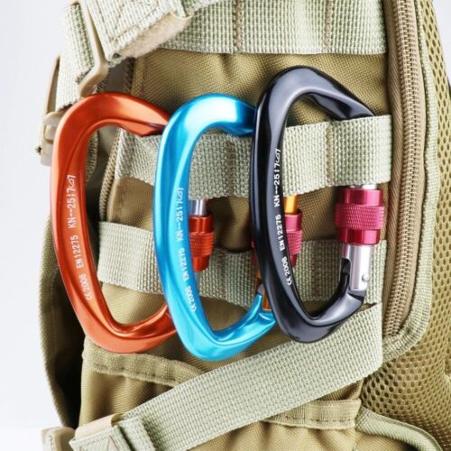 Carabiner Clip Heavy Duty 25N Spring Hook Large Strong Screw Steel Clips - Picture 9 of 15
