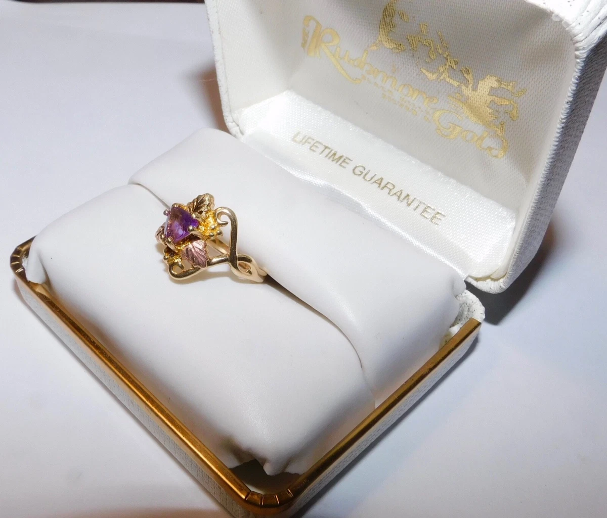 Black Hills Gold 10k 12k Trillion Cut Amethyst Ring Size 6 1 2 eBay