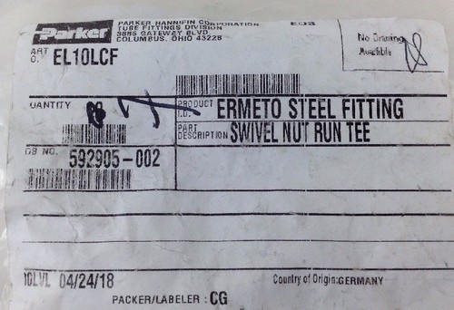 QTÀ 2 PARKER EMETO RACCORDO ACCIAIO DADO GIREVOLE CORSA TEE EL10LCF 10 MM SPEDIZIONE GRATUITA - Foto 4 di 4