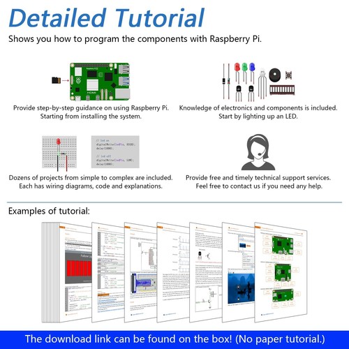 Complete Starter Kit for Raspberry Pi 5 4 B 3 B+ 400 Zero 2 W 1170-Page Tutor... - Photo 3/7