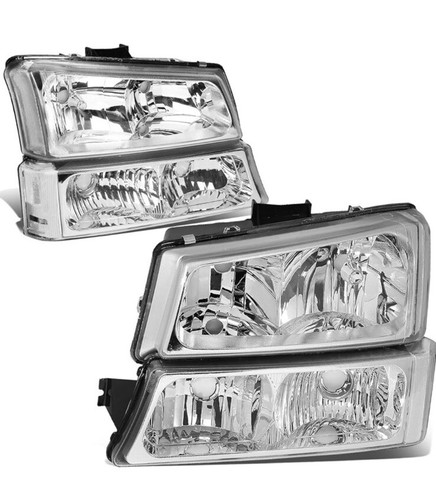 DNA MOTORING HL-OH-CS03-4P-CH-CL1 Chrome Housing Headlights 2003-06 Chevy (393)