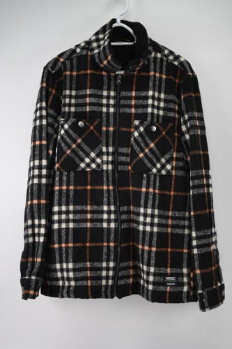 WeSC Liam Plaid Zip Up Shirt Jacket Flannel SHACKET Sherpa Men XL Womens XXL - Picture 2 of 4