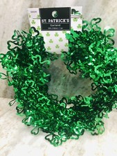 St Patrick  s Day Garland Green Wire Garland With Shamrocks 25 Ft Green New