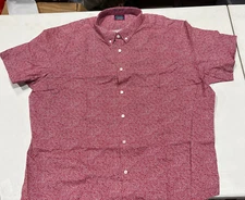 UNTUCKit Men's Short Sleeve Button Up Shirt Red Argadens Regular Fit XXXL