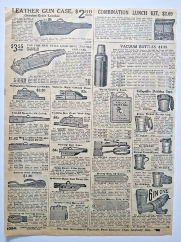 1911 Antiguo Estuche para Pistola de Cuero Caza Arte Sears Página de Catálogo Vintage Anuncio Impreso - Imagen 2 de 3