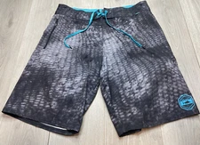 Pelagic Shorts Men 36 Black Camo Board Swim Scale Surf Beach Fishing Performance