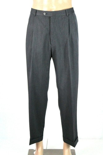 AUSTIN REED Men's 34 x 32(Actual 33 x 29.5)Gray Pleated & Cuffed 100% Wool Pants - Picture 1 of 12